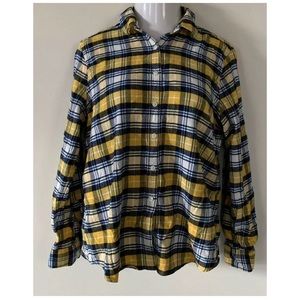 Lands End Womens Plaid Flannel Shirt 14 New